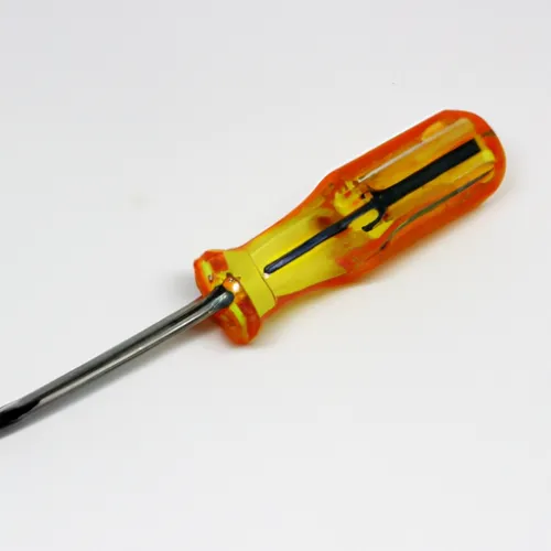 Finally, the last picture displays a close-up of a screwdriver being used to assemble furniture. The ergonomic handle provides a comfortable grip, while the sturdy metal shaft effortlessly turns screws into place. This screwdriver is a must-have for any household or professional tool kit.