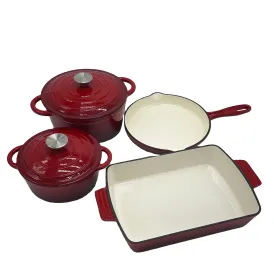 Red cast iron enamel frying pan saucepan casserole pot set cast iron frying pan