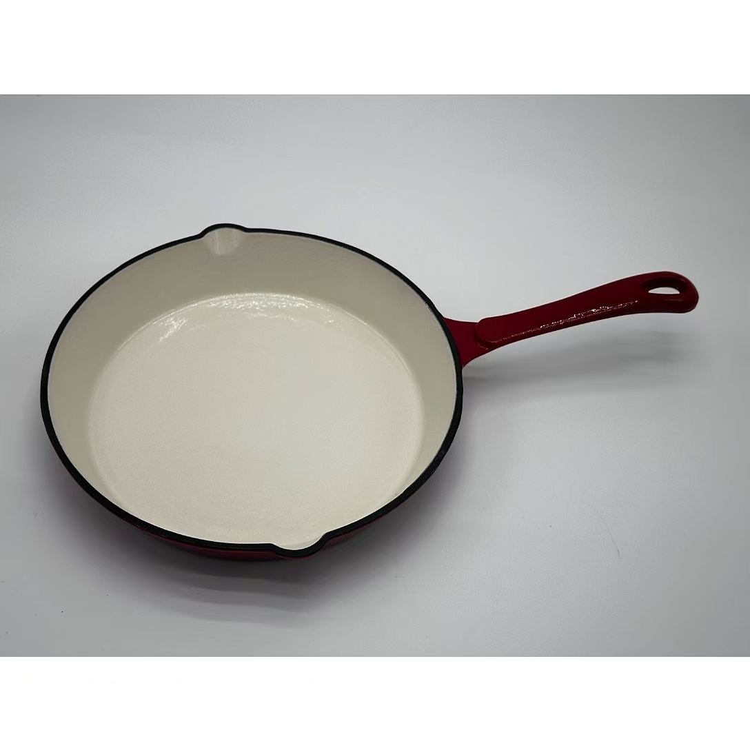 Red cast iron enamel frying pan saucepan casserole pot set cast iron frying pan